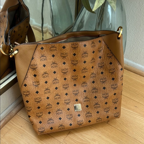 MCM Brown Shoulder Bag with Iconic Monogram